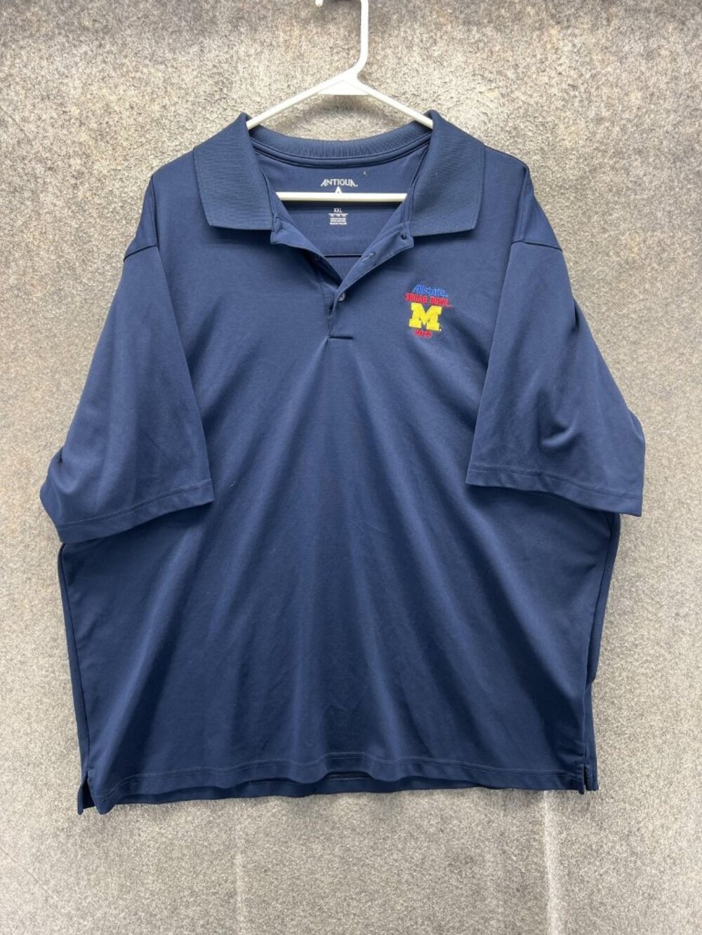 Michigan Wolverines Shirt Polo Mens 2XL Blue Football Antigua Sugar Bowl 2012